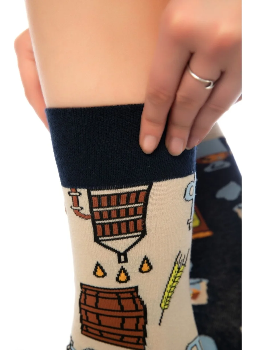 دايكو Unisex Barrel Patterned Colorful Seamless Toe Ankle Socks