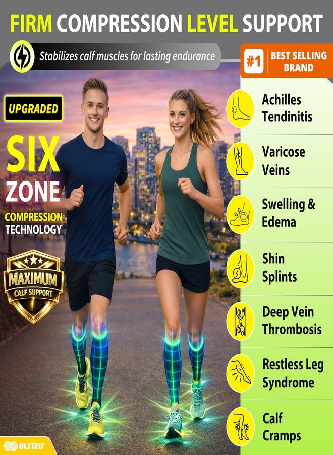 BLITZU Calf Compression Sleeve One Pair Leg Performance Support for Shin Splint & Calf Pain Relief. Men Women Runners Guards Sleeves for Running. Improves Circulation and Recovery Purple S/M - Image 2