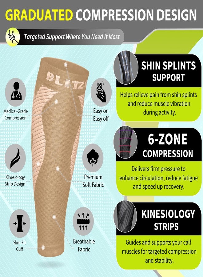 BLITZU Calf Compression Sleeve One Pair Leg Performance Support for Shin Splint & Calf Pain Relief. Men Women Runners Guards Sleeves for Running. Improves Circulation and Recovery Purple S/M - Image 3