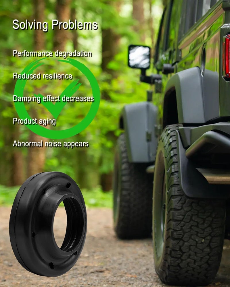 HUQUZN Front Upper Coil Spring Isolators Fit for Jeep Wrangler JK JKU 2007-2018 Replace 52059912AC, Rubber Spring Pads (Stock Height) - Image 5