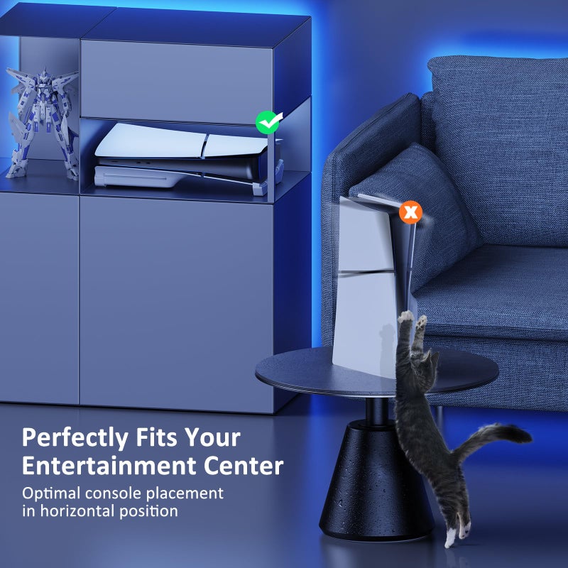 NexiGo Horizontal Stand for New PS5 Slim and Pro Console, [Minimalist Design], Base Stand for PS5 Accessories, Compatible with PlayStation 5 Slim/Pro Disc & Digital Editions, White - Image 2