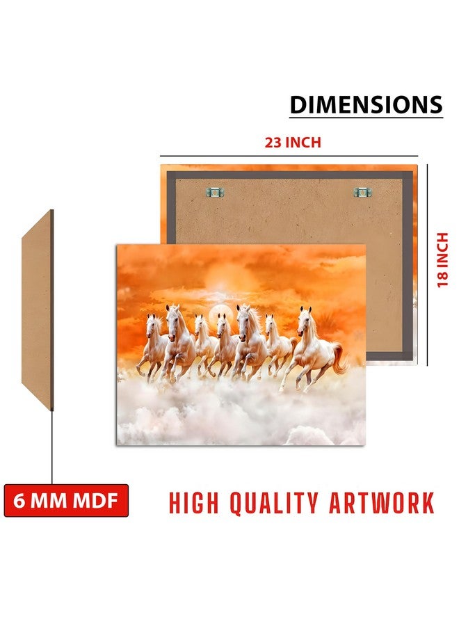 FlyBuy HUB Flybuy Hub Premium Canvas Wall Painting, 7 Running Horses, Vastu Design, Living Room Decor (Colour 4, 23 X 18 INCH, Wrapped Canvas) - Image 3