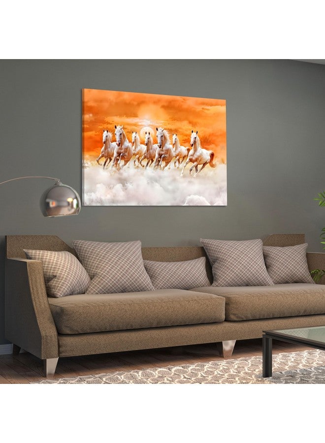 FlyBuy HUB Flybuy Hub Premium Canvas Wall Painting, 7 Running Horses, Vastu Design, Living Room Decor (Colour 4, 23 X 18 INCH, Wrapped Canvas) - Image 2