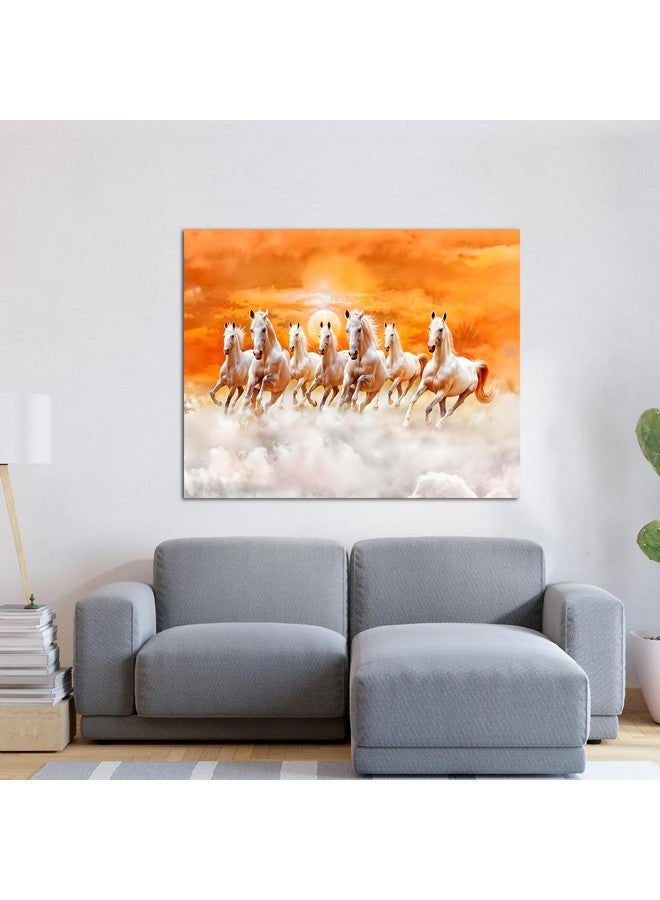 FlyBuy HUB Flybuy Hub Premium Canvas Wall Painting, 7 Running Horses, Vastu Design, Living Room Decor (Colour 4, 23 X 18 INCH, Wrapped Canvas) - Image 5