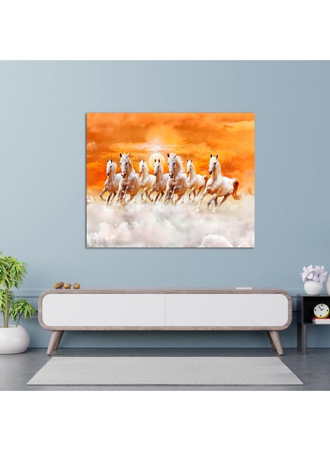 FlyBuy HUB Flybuy Hub Premium Canvas Wall Painting, 7 Running Horses, Vastu Design, Living Room Decor (Colour 4, 23 X 18 INCH, Wrapped Canvas) - Image 4