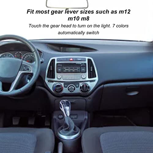 KIMISS LED Gear Shift Knob for Cars 7Color AutoSwitch Touch Activated Shifter Head Fits M12 M10 M8 Lever Crystal Design - Image 3