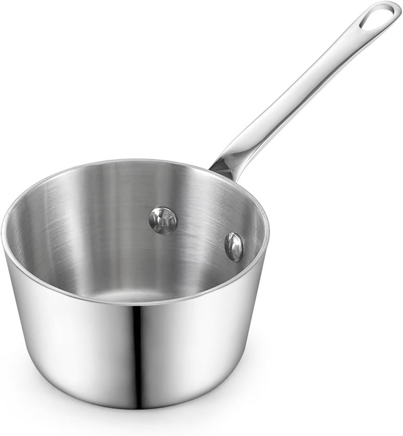 DM D&M Butter Warmer 0.23 Quart, Multi-Ply Clad Stainless Steel Milk Frother and Chocolate Melting Pot, Small Saucepan for Induction Stovetop, Coffee, Butter, Syrup - Image 1