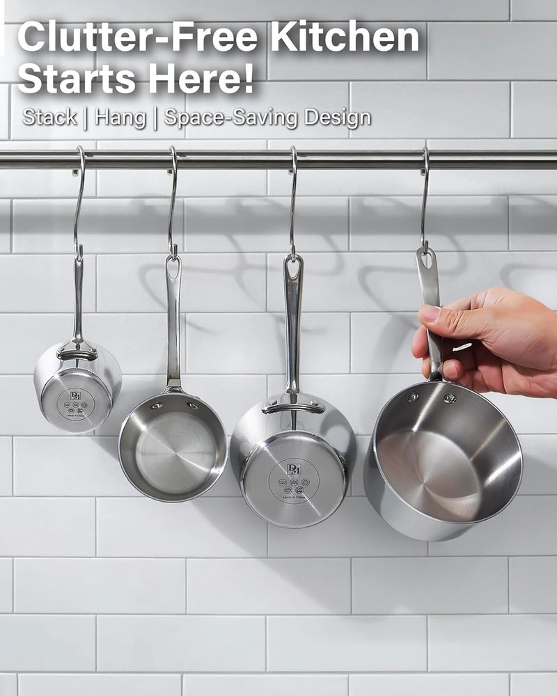 DM D&M Butter Warmer 0.23 Quart, Multi-Ply Clad Stainless Steel Milk Frother and Chocolate Melting Pot, Small Saucepan for Induction Stovetop, Coffee, Butter, Syrup - Image 5