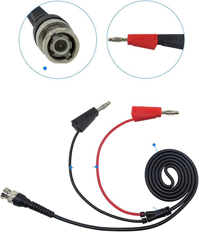 كابل اختبار BNC إلى مزدوج مقبس موز 4 مم قابل للتكديس بطول 120 سم لمولد إشارة راسم الذبذبات - Image 3