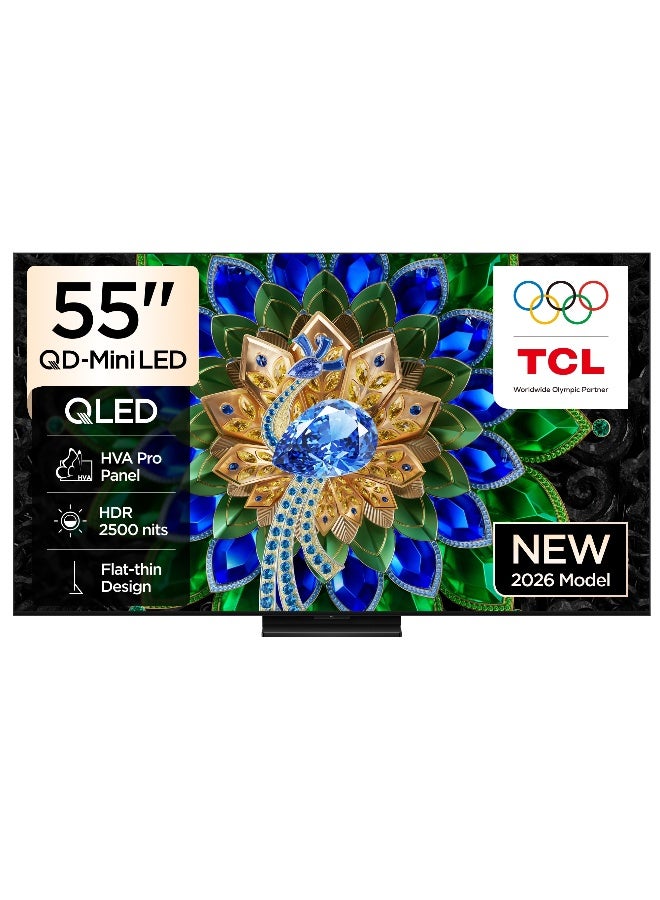 تي سي إل TCL Television 55 Inch 4K QD-Mini LED Google Smart TV, 144Hz Refresh Rate, Up to HDR 2500nits, 93% DCI-P3, TSR AiPQ, Flat-thin Design 55A400U (2026 Model) 55A400U Black - Image 1