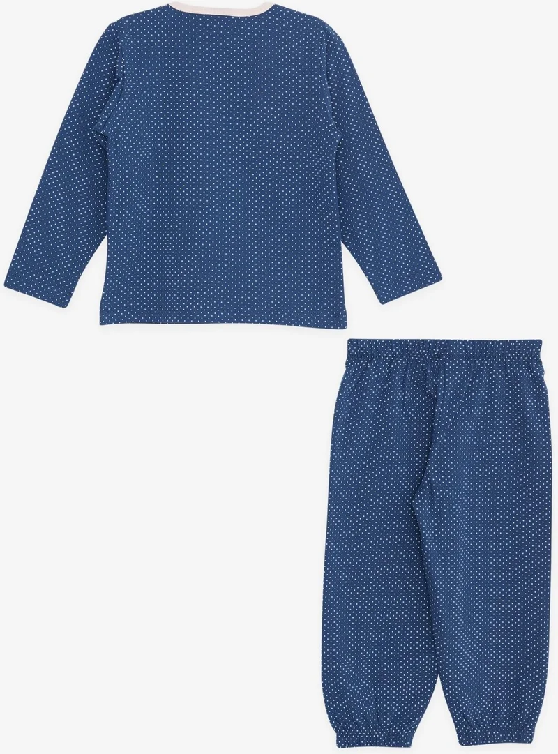 بريز Baby Girl Pajama Set, Polka Dot Patterned, 9 Months-3 Years, Navy Blue