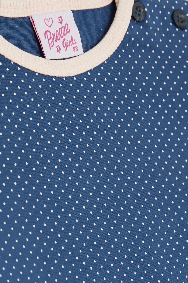 بريز Baby Girl Pajama Set, Polka Dot Patterned, 9 Months-3 Years, Navy Blue