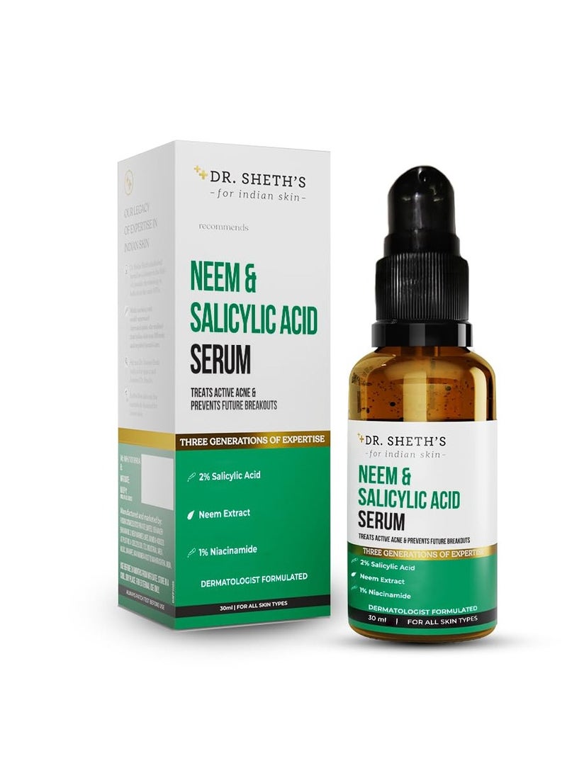 Dr. Sheth's Neem & Salicylic Acid Serum For Active Acne, Blackheads & Open Pores | Reduces Excess Oil & Kills Acne-Causing Bacteria 2%  - Image 1