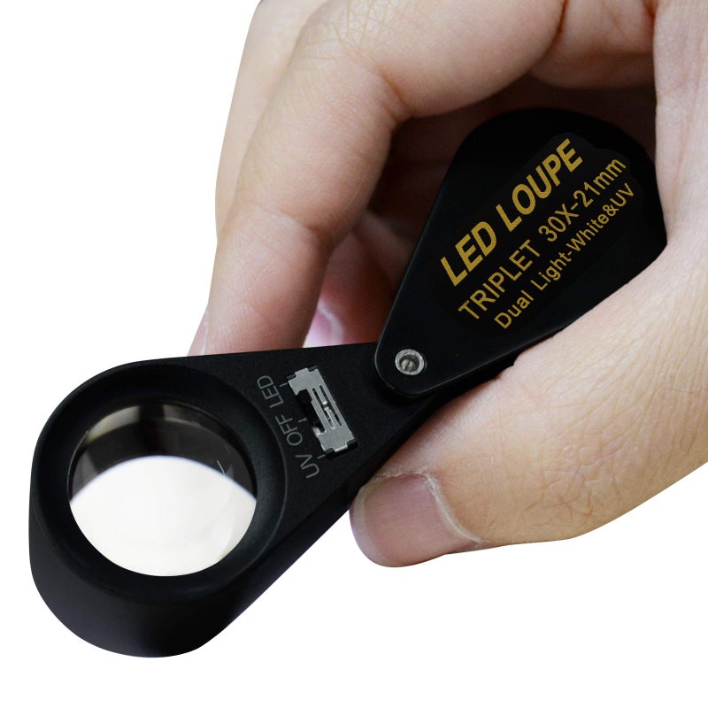 DANOPLUS 30x Magnifier Jewelry Loupe LED UV 21mm Achromatic Triplet Lens Optical Glass Pocket Gem Magnifying Tool Jeweler, Stamp Philatelist, Coin Numismatic - Image 5
