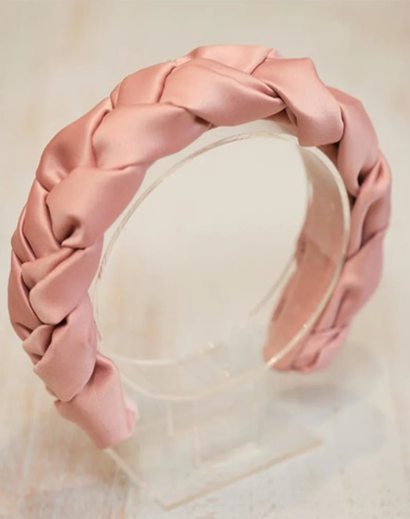 باهلس Women's Dusty Rose Color Luxury Braided Crown Hair Band