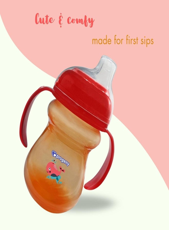 Progeny Silicone Classic Soft Spout Cup with Handles | 240ml | 6m+ | Anti-Spill | Soft Silicone Spout | BPA Free| Red - Image 4