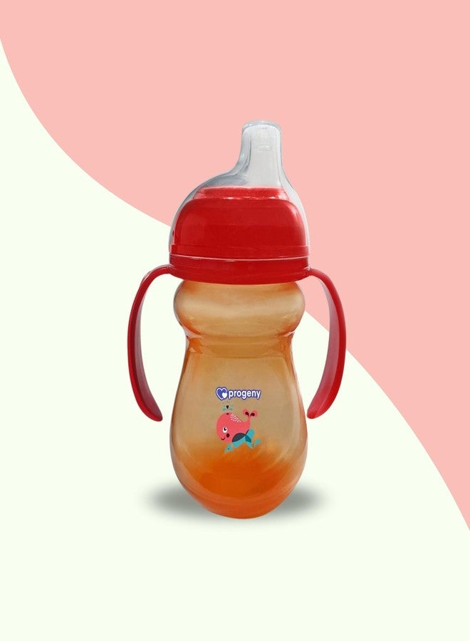 Progeny Silicone Classic Soft Spout Cup with Handles | 240ml | 6m+ | Anti-Spill | Soft Silicone Spout | BPA Free| Red - Image 1