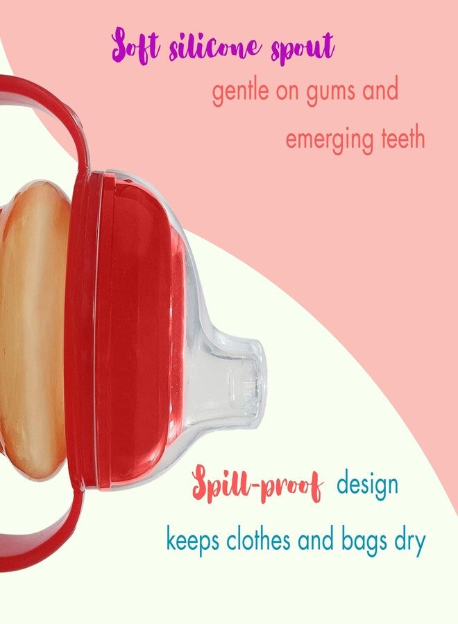 Progeny Silicone Classic Soft Spout Cup with Handles | 240ml | 6m+ | Anti-Spill | Soft Silicone Spout | BPA Free| Red - Image 2