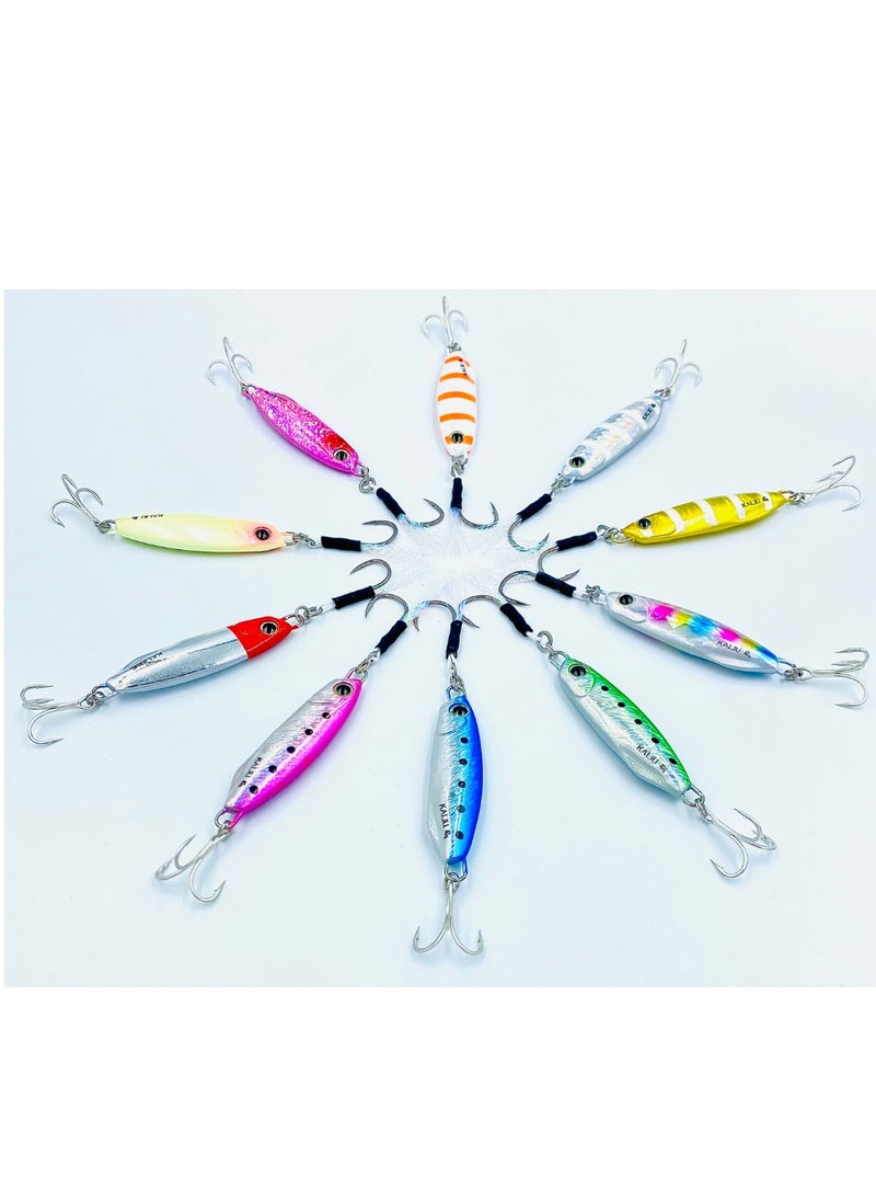 oakura Kaiju Lumo Zebra Jig Set - 20G Weights, Extra Sharp Bkk Hook, 10 Mesmerizing Colors - Lightweight Gear For Epic Fishing Adventures  - Image 2