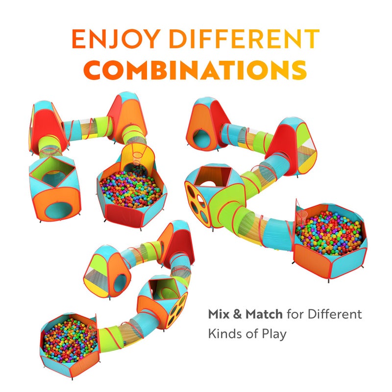 Playz 7pc Kids Play Tent with 1 Big Ball Pit for Babies, 3 Play Tunnel for Toddlers, and 3 Pop Up Tents Playhouse Bundle, Best Birthday Gift for Boys & Girls, Indoor & Outdoor Use Portable Play Center - Image 5