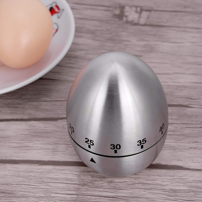 APURK Stainless Steel Egg Shape Timer Machinery Count Down Reminder Alarm Clock with 60 Minutes for Cooking Kitchen Accessories Cooking ToolPack of 1 - Image 3