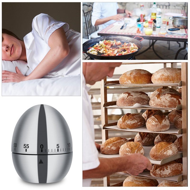 APURK Stainless Steel Egg Shape Timer Machinery Count Down Reminder Alarm Clock with 60 Minutes for Cooking Kitchen Accessories Cooking ToolPack of 1 - Image 5