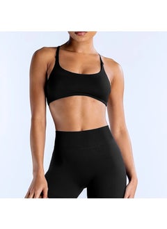 Generic High-End Feeling Yoga Suit Halter Neck Open-Back Fitness Sport Cross Training Dance Slimming Tank Top Womens Running Bra My375 black top 