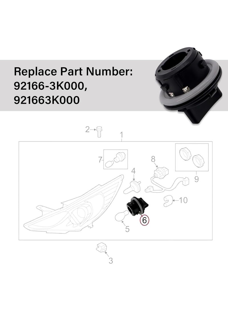 2pcs 92166-3K000 Front Turn Signal Light Bulb Socket Holder, Turn Signal Lamp Plug Socket Assembly, Compatible with KIA Soul Sportage Sorento/Hyundai Sonata Veloster - Image 5