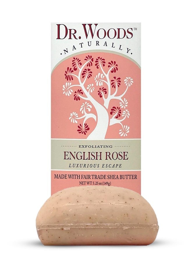 Dr. Woods English Rose Bar Soap with Organic Shea Butter - Pure Rose Scented Soap for Men and Women, Moisturizing and Exfoliating - 5.25 Oz Bar - Image 1