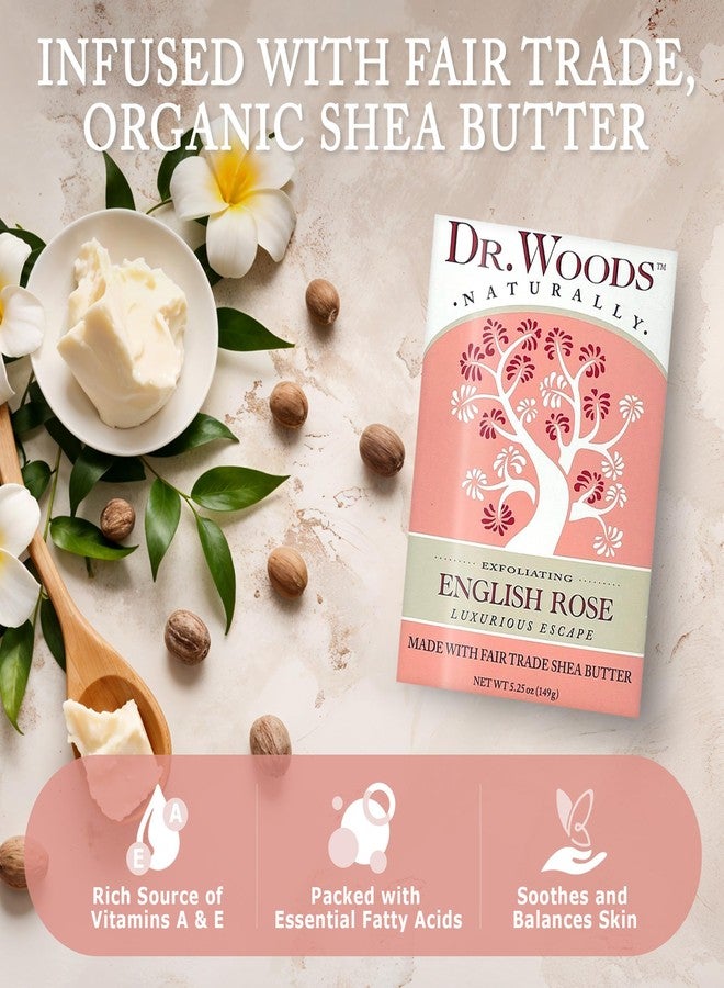 Dr. Woods English Rose Bar Soap with Organic Shea Butter - Pure Rose Scented Soap for Men and Women, Moisturizing and Exfoliating - 5.25 Oz Bar - Image 5