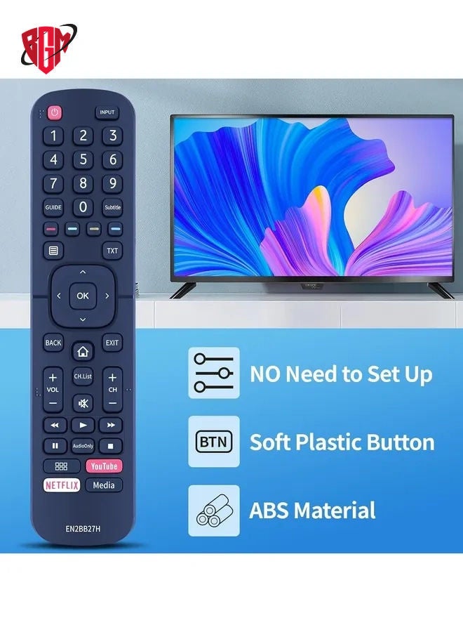 BGM EN2BB27H Hisense Smart TV Remote Control with YouTube & Netflix Short Keys  - Image 3