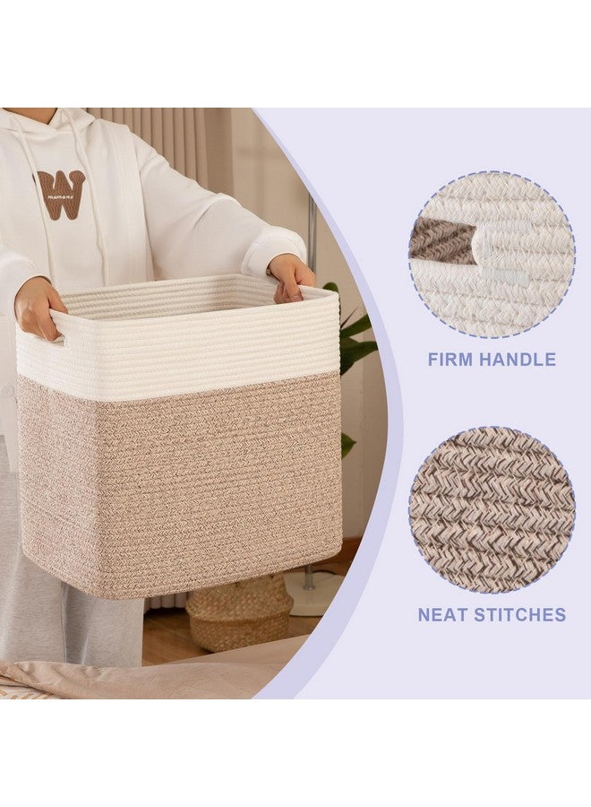OIAHOMY OIAHOMY Storage baskets for Shelf, Large Collapsible Storage Bins, Blanket Basket Living Room, 16.5 x 13 x 15 Inches-Pack of 2-Brown - Image 3