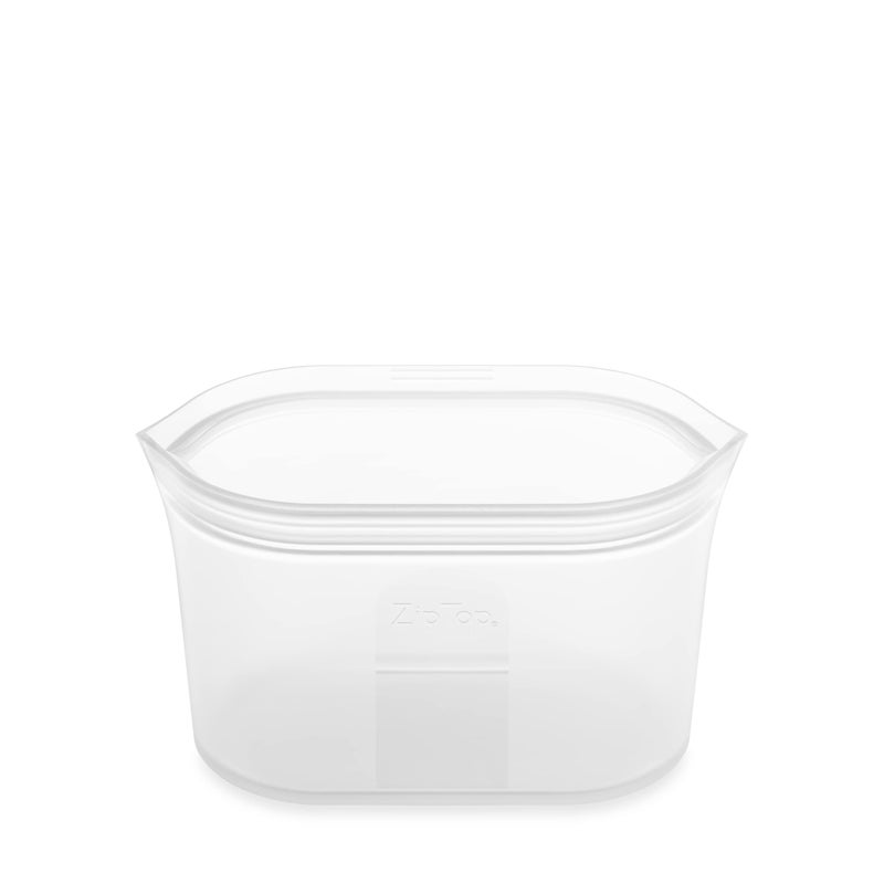 Zip Top Reusable Food Storage Bags  Medium Dish Frost  Silicone Meal Prep Container  Microwave Dishwasher and Freezer Safe  Made in the USA