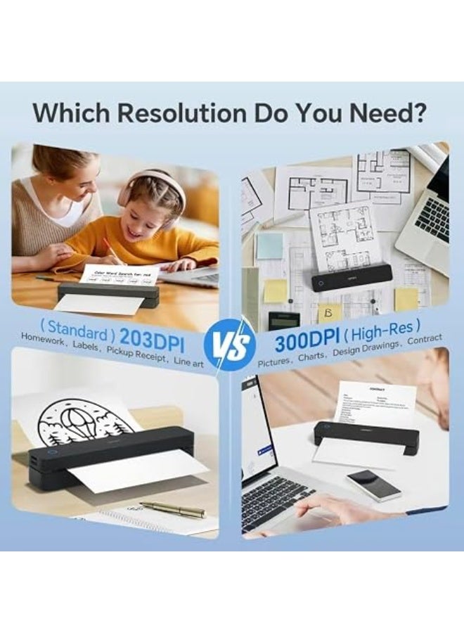 HPRT Portable Printer Wireless Bluetooth Connection MT660 Thermal Inkless Mobile Support 8.5'' X 11'' US Letter and Tattoo Stencil, Compatible with iOS/Android/PC, Black Color - Image 5