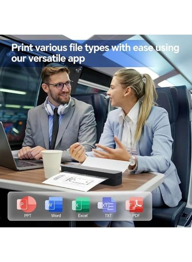 HPRT Portable Printer Wireless Bluetooth Connection MT660 Thermal Inkless Mobile Support 8.5'' X 11'' US Letter and Tattoo Stencil, Compatible with iOS/Android/PC, Black Color - Image 2