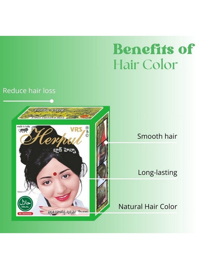 RKS VRS Herpul Natural Henna Mehandi for Hair Women and Men | Herbal Henna for Hair | Long Lasting & Silky Smooth Black Hair Color | Organic Powder for Men and Women Black 50g x 2 - Image 5