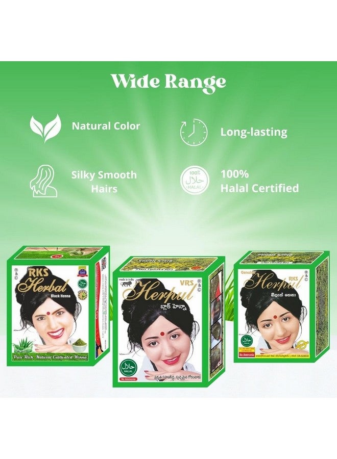 RKS VRS Herpul Natural Henna Mehandi for Hair Women and Men | Herbal Henna for Hair | Long Lasting & Silky Smooth Black Hair Color | Organic Powder for Men and Women Black 50g x 2 - Image 3