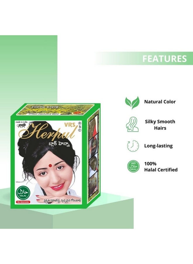 RKS VRS Herpul Natural Henna Mehandi for Hair Women and Men | Herbal Henna for Hair | Long Lasting & Silky Smooth Black Hair Color | Organic Powder for Men and Women Black 50g x 2 - Image 4