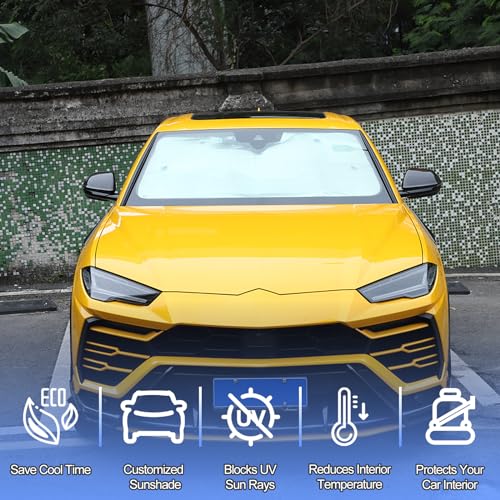 Qiosreui Front Windshield Sunshade for Lamborghini Urus 2018-2023, Front Window Sun Shade, Foldable Reflective Sun Visor, Screen Shield Cover Blocker UV Protector HeatShield - Image 3