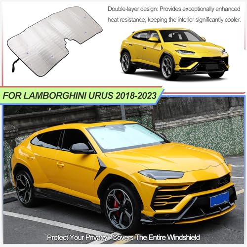 Qiosreui Front Windshield Sunshade for Lamborghini Urus 2018-2023, Front Window Sun Shade, Foldable Reflective Sun Visor, Screen Shield Cover Blocker UV Protector HeatShield - Image 4