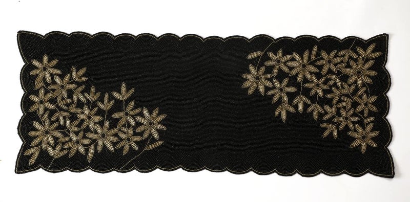 AIVIK Premium Handcrafted Beautiful Beaded Dinning Table Runner 1336 Black Emb Desgin - Image 1