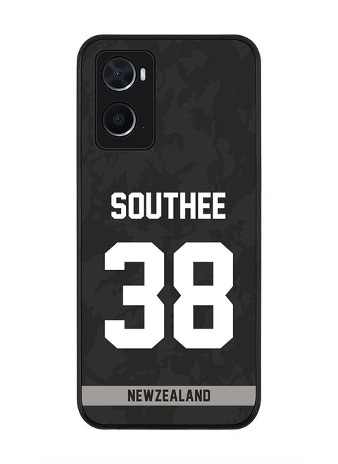 Rugged Black Edge Case for Oppo A96 4G / A36 / A76, Slim fit Soft Case Flexible thin Cover - Player Name - Tim Southee, Jersey Number- 38