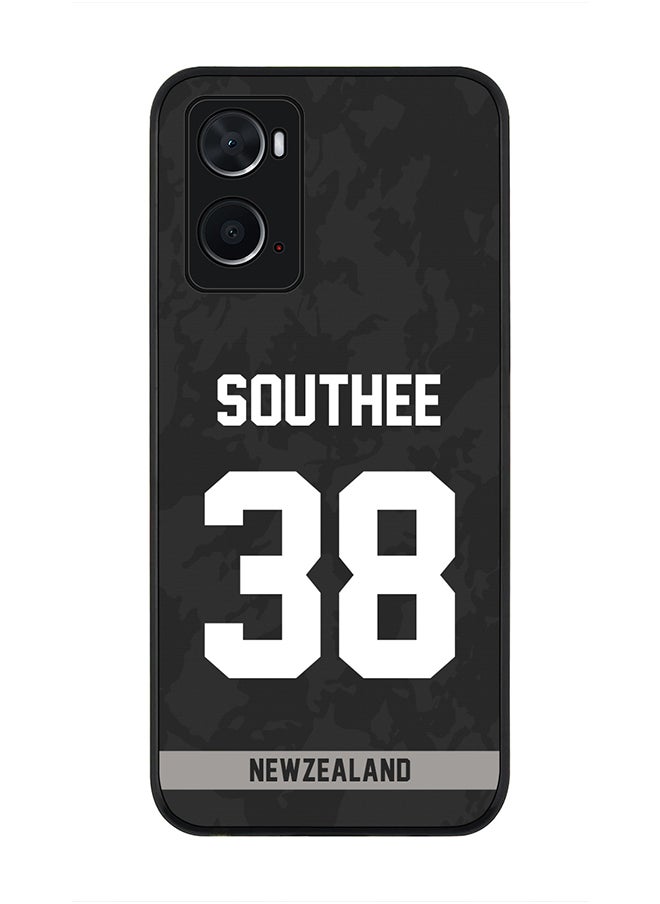 Rugged Black Edge Case for Oppo A96 4G / A36 / A76, Slim fit Soft Case Flexible thin Cover - Player Name - Tim Southee, Jersey Number- 38