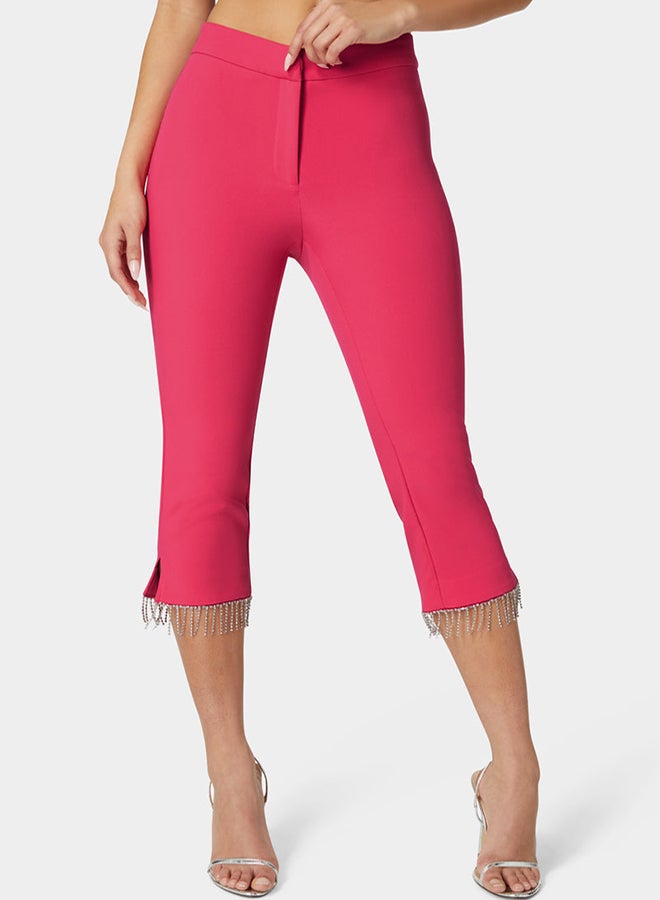 bebe Mid Waist Rhinestone Fringe Capri - Image 2