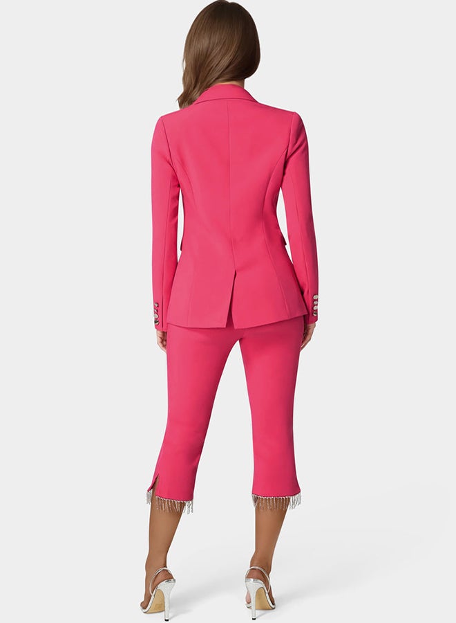 bebe Mid Waist Rhinestone Fringe Capri - Image 4