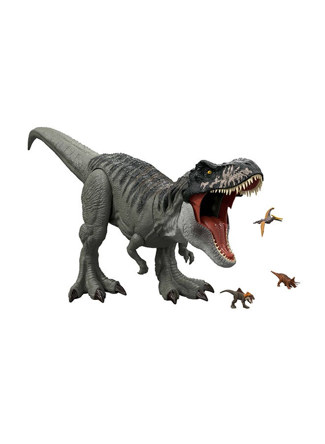 JURASSIC WORLD Mattel Rebirth Super Colossal Tyrannosaurus Rex Action Figure, T-Rex Dinosaur Toy Swallows Minis, Movie-Accurate Posable - Image 5