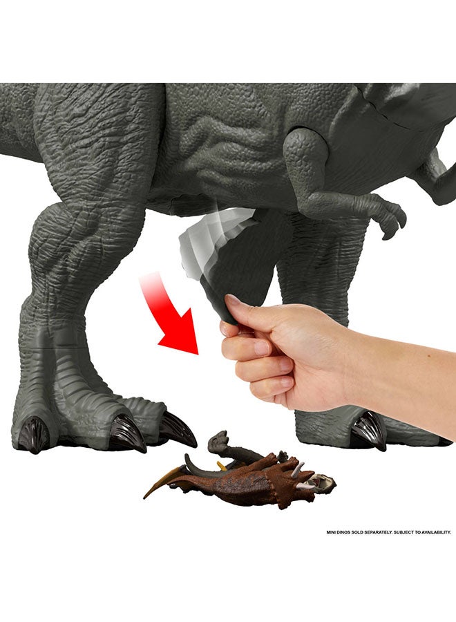JURASSIC WORLD Mattel Rebirth Super Colossal Tyrannosaurus Rex Action Figure, T-Rex Dinosaur Toy Swallows Minis, Movie-Accurate Posable - Image 4