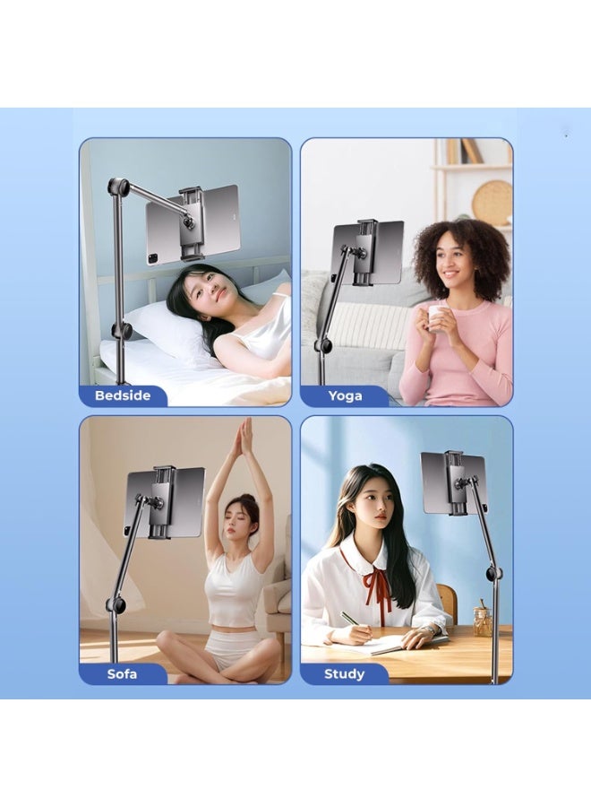Relex Tablet Floor Stand, Full Axis Rotation Tablet Stand, Height Adjustable Tablet Holder, Compatible with iPhone, iPad or Other 4~12.9 Inches Devices (Black) - Image 4