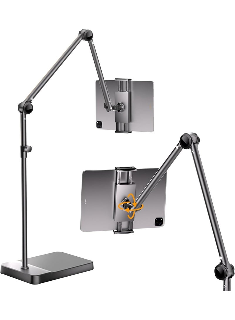 Relex Tablet Floor Stand, Full Axis Rotation Tablet Stand, Height Adjustable Tablet Holder, Compatible with iPhone, iPad or Other 4~12.9 Inches Devices (Black) - Image 1