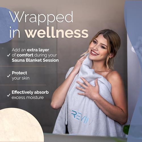 REVIIV Sauna Blanket Insert Towel 3Pc Kit - Includes Soft & Absorbent Sauna Towel Sack with Microfiber Face Towel & Headband - Sauna Accessories for Infrared Sauna Blanket Simplified Cleanup - 70" x 30" - Image 5